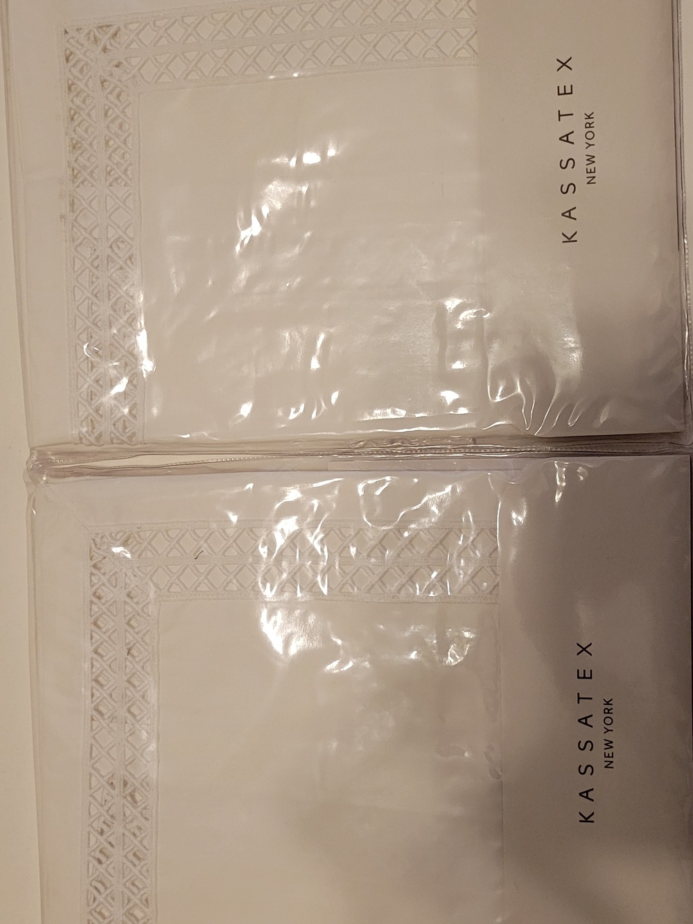 Kassatex White Cotton Embroidered Euro Pillow Case - Pair